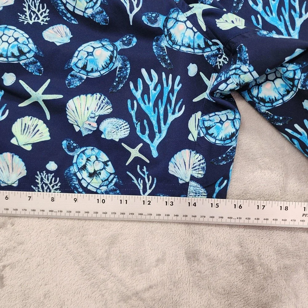 George Swim Trunks Mens‎ 3XL Blue Sea Turtle Print Lined Drawstring Beach Summer